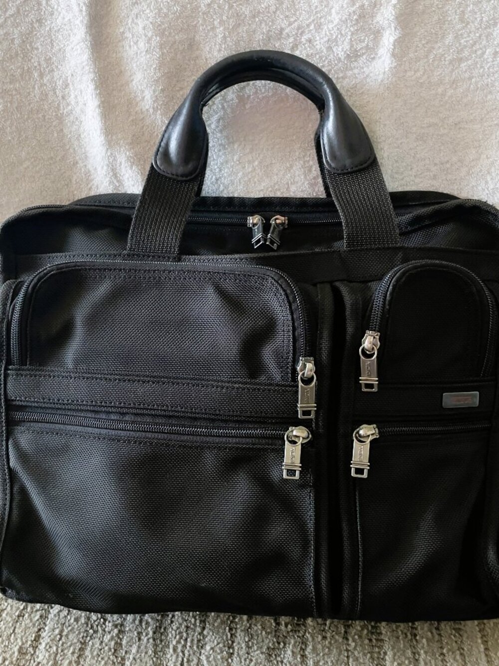TUMI Alpha Compact Black Ballistic Nylon Briefcase Laptop Bag